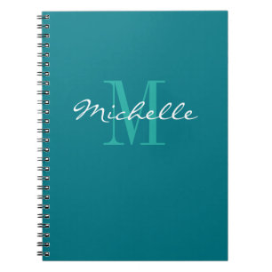 Caderno Espiral Personalised turquoise monogram spiral notebook