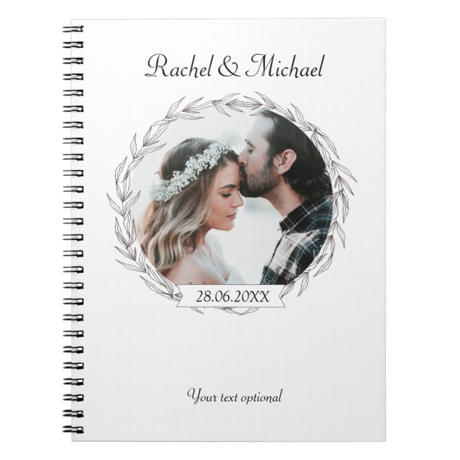 Caderno Espiral Personalisierbarer Foto Hochzeits notizblock (Frente)