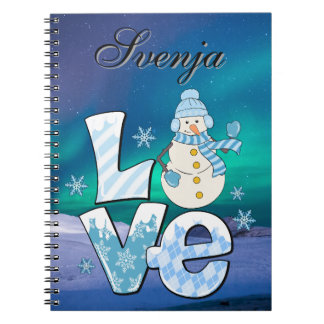 Caderno Espiral "Personalisierbares Notizbuch 'Love' mit Schneeman