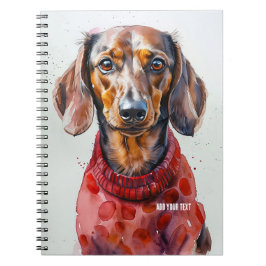 Caderno Espiral PERSONALIZAÇÃO: Cachorro de Dachshund em Sweater V
