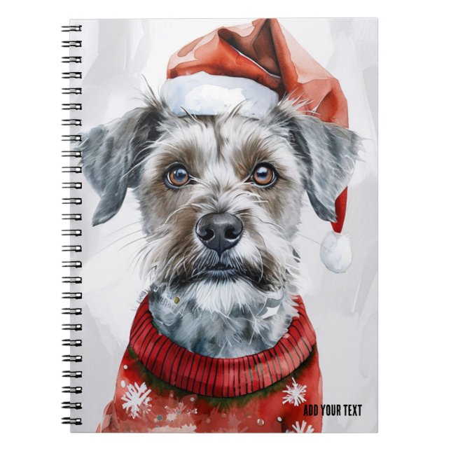 Caderno Espiral PERSONALIZAÇÃO: Cachorro de Natal | Diário para no (Frente)