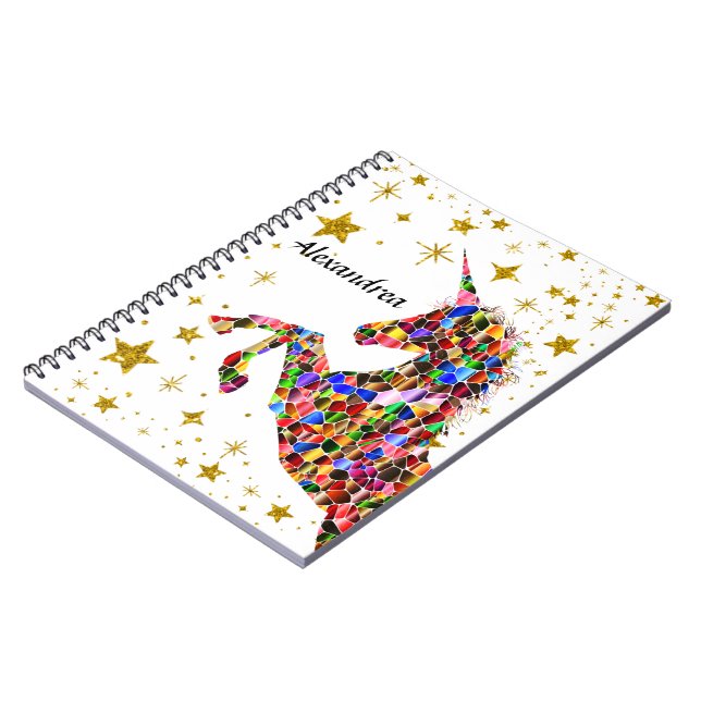 Caderno Espiral Personalização da Glitter de Cores Douradas Mágica (Left Side)
