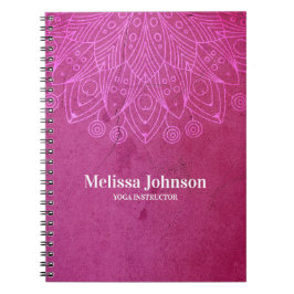 Caderno Espiral Personalização da Meditação de Ioga Mandala Rosa