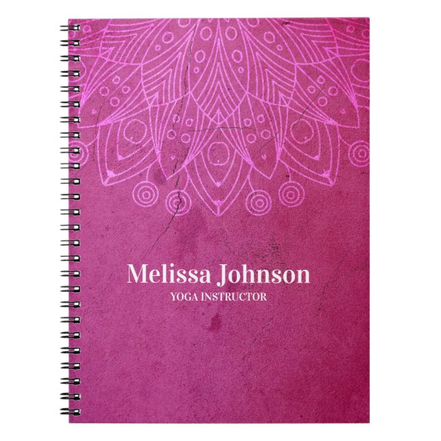 Caderno Espiral Personalização da Meditação de Ioga Mandala Rosa (Frente)