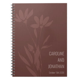 Caderno Espiral Personalização de Casamento de Arte em Linha Flora
