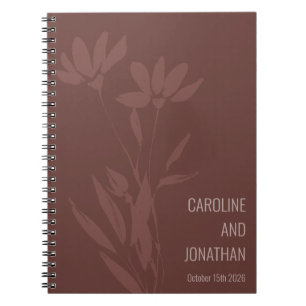 Caderno Espiral Personalização de Casamento de Arte em Linha Flora