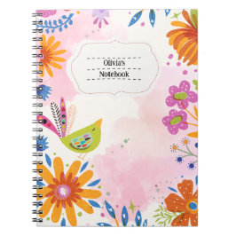 Caderno Espiral PERSONALIZAÇÃO: Diário de notebook para aves e flo