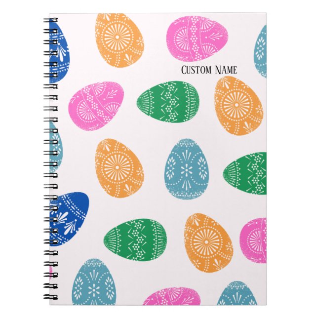 Caderno Espiral PERSONALIZAÇÃO: Ovos de Páscoa | Diário para noteb (Frente)