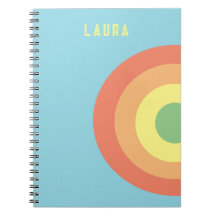 Caderno Espiral personalizado alvo arco-íris azul,