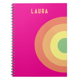 Caderno espiral personalizado alvo arco-íris rosa,