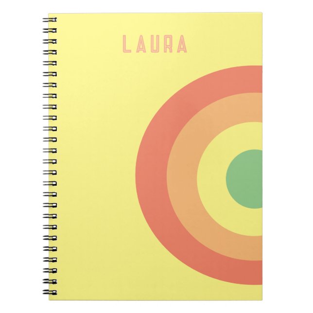 Caderno espiral personalizado alvo arco-íris rosa, (Frente)