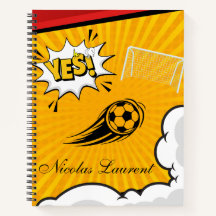 Caderno Espiral Personalizado Amarelo para Futebol