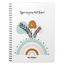 Caderno Espiral personalizado boho arco-íris personalizado