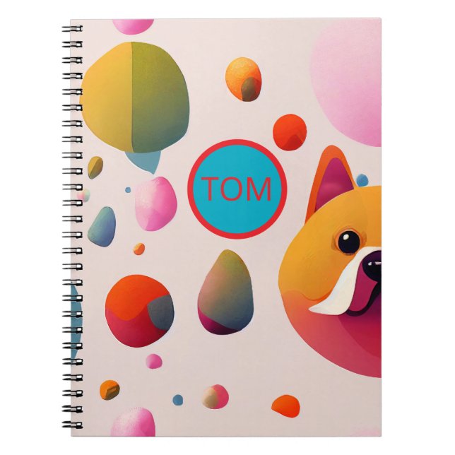 Caderno Espiral Personalizado Colorido de Cachorro (Frente)