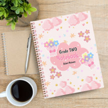 Caderno Espiral Personalizado Colorido Fofo Rosa