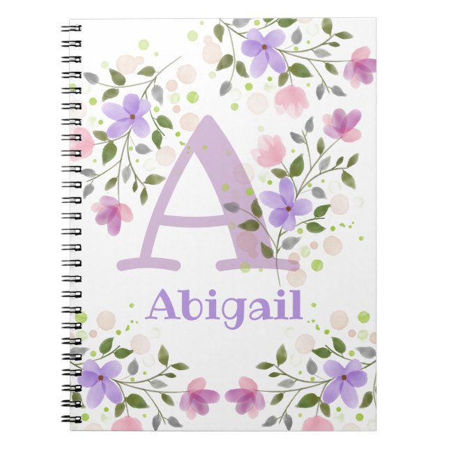 Caderno Espiral Personalizado com Monograma e Nome Abigail (Frente)