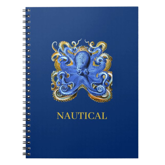 Caderno Espiral Personalizado do Octopus da Casa de Barcos Náutico (Frente)
