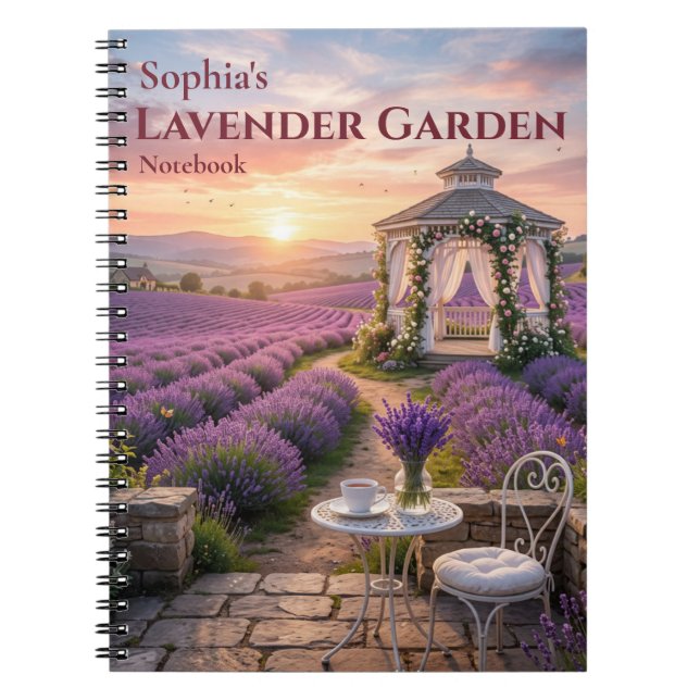 Caderno Espiral Personalizado Jardim de Lavanda (Frente)