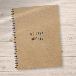 Caderno Espiral Personalizado Kraft Rústico Moderno Simples