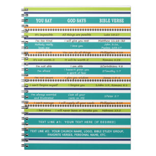 Caderno Espiral Personalizado LHE DIGA/DEUS DIZ versos da bíblia