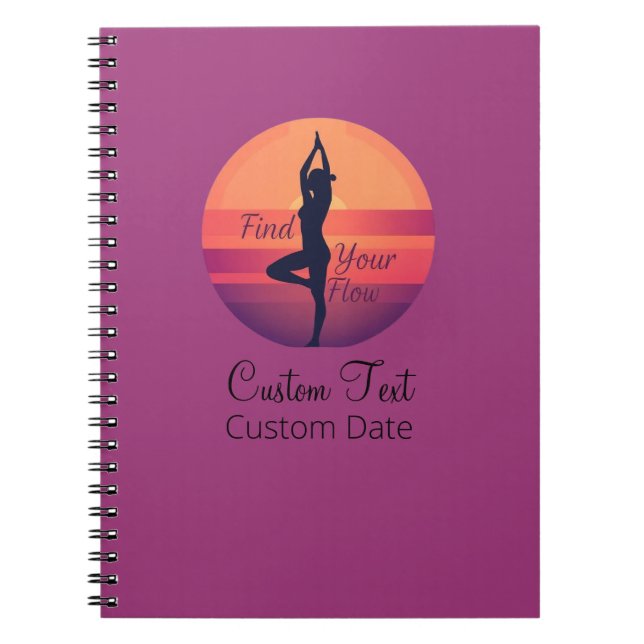 Caderno Espiral Personalizado Localizar seu Fluxo Ioga Sunset (Frente)