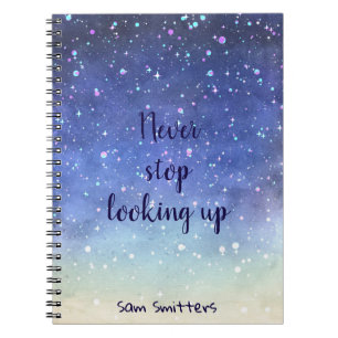 Caderno Espiral Personalizado nunca pare de olhar acima a aguarela