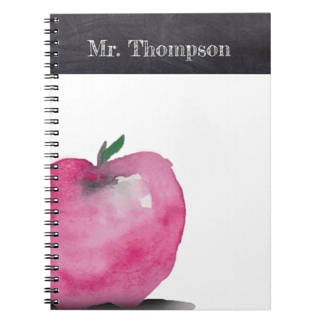 Caderno Espiral Personalizado para Professores de Apple de Aquarel (Frente)