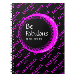 Caderno Espiral Personalizado Preto Rosa Motivacional SEJA FABULOS