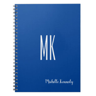 Caderno Espiral Personalizado Profissional Monograma Azul Profundo