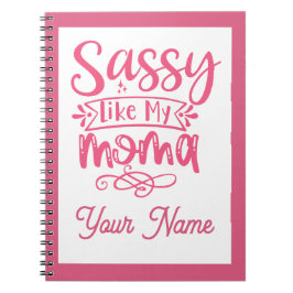 Caderno Espiral Personalizado Rosa "Mama Sassy"