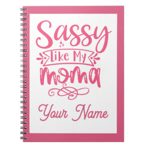 Caderno Espiral Personalizado Rosa "Mama Sassy" 