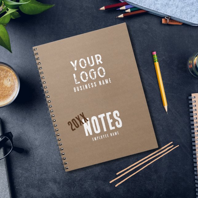 Caderno Espiral Personalizado Rustic Charm Kraft Paper Negócios (Criador carregado)