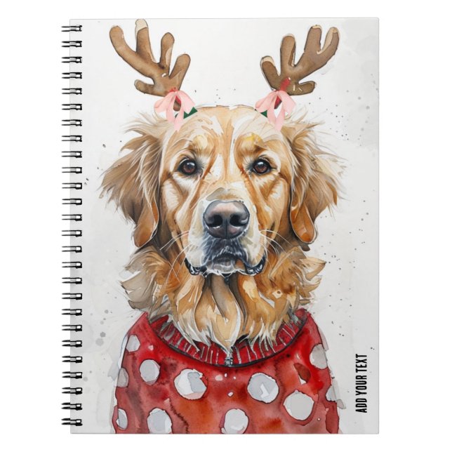 Caderno Espiral PERSONALIZAR: Cachorro de Natal com Maravilhas (Frente)