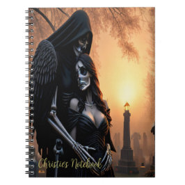 Caderno Espiral Personalizar Casal Anjo Gótico Escuro