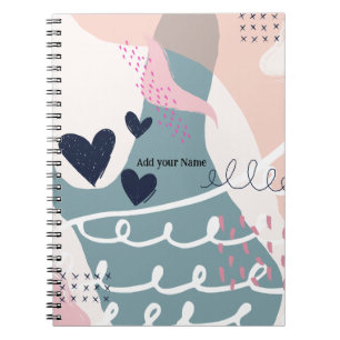 Caderno Espiral PERSONALIZAR: Corações e Linhas de Abstrato