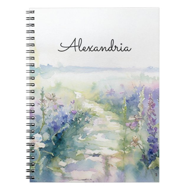 Caderno Espiral Personalizar flores de Lavanda selvagem (Frente)
