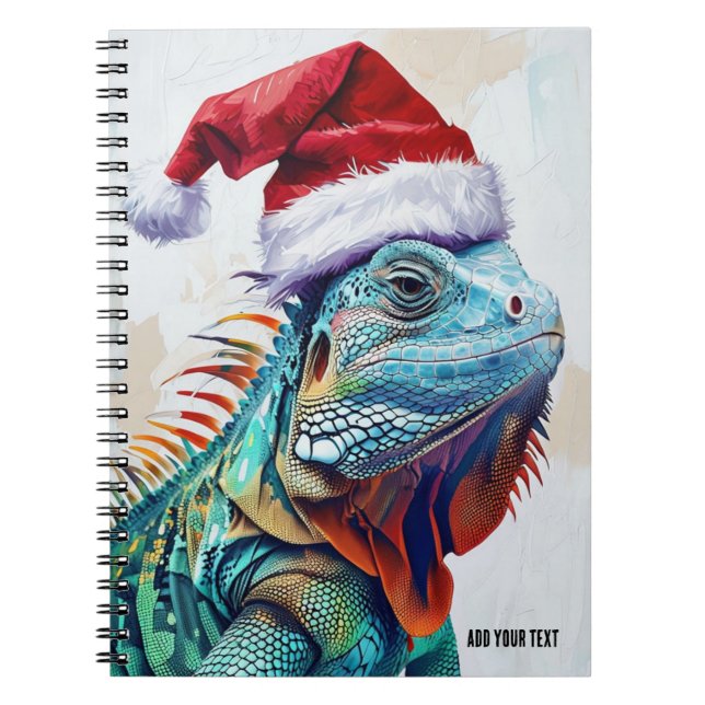 Caderno Espiral PERSONALIZAR: Iguana de Natal | Diário para notebo (Frente)