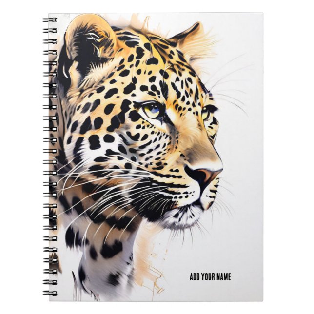 Caderno Espiral PERSONALIZAR: Leopardo | Diário para notebook (Frente)