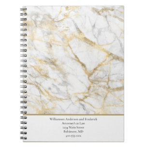 Caderno Espiral Personalizar Mármore Dourado Branco Cinza Empresar