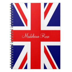 Caderno Espiral Personalizar nome da bandeira nacional britânica