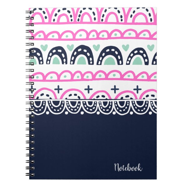 Caderno Espiral PERSONALIZAR: Notebook Hearts and Hoops (Frente)