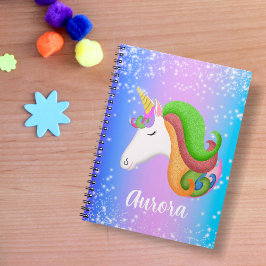 Caderno Espiral Personalizar o brilho colorido do Unicórn