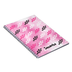 Caderno Espiral Personalizar o notebook PINK entre símbolos de pa