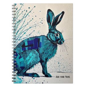 Caderno Espiral PERSONALIZAR PRESENTE - Abstrato Blue Hare   Cader