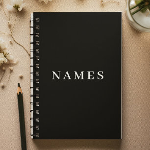 Caderno Espiral Personalizar preto simples adicione seu nome legan