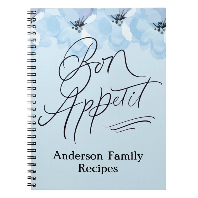 Caderno Espiral Personalizar Receitas Familiares Bon Appetit Blue  (Frente)