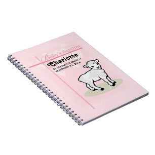 Caderno Espiral Personalizável, Batismo, Rosa, Garota, Lambe