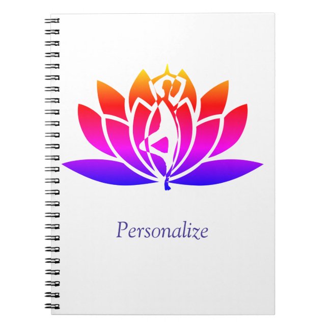 Caderno Espiral Personalize a Flor de Lotus Ilustrada e a Dose de  (Frente)