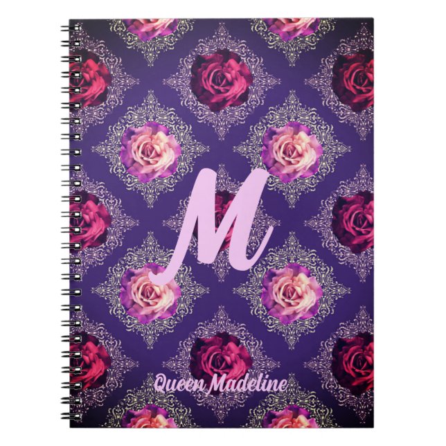 Caderno Espiral Personalize Amor de Rosa Roxa Romântica (Frente)