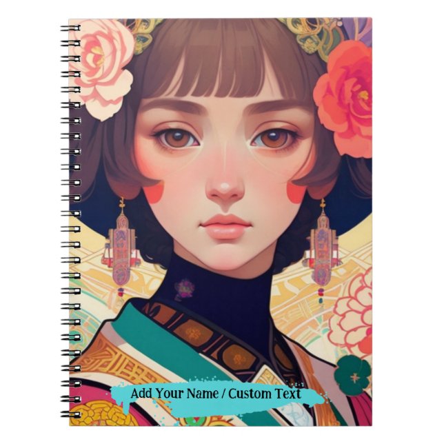 Caderno Espiral PERSONALIZE Colagem de Beleza Chinesa (Frente)
